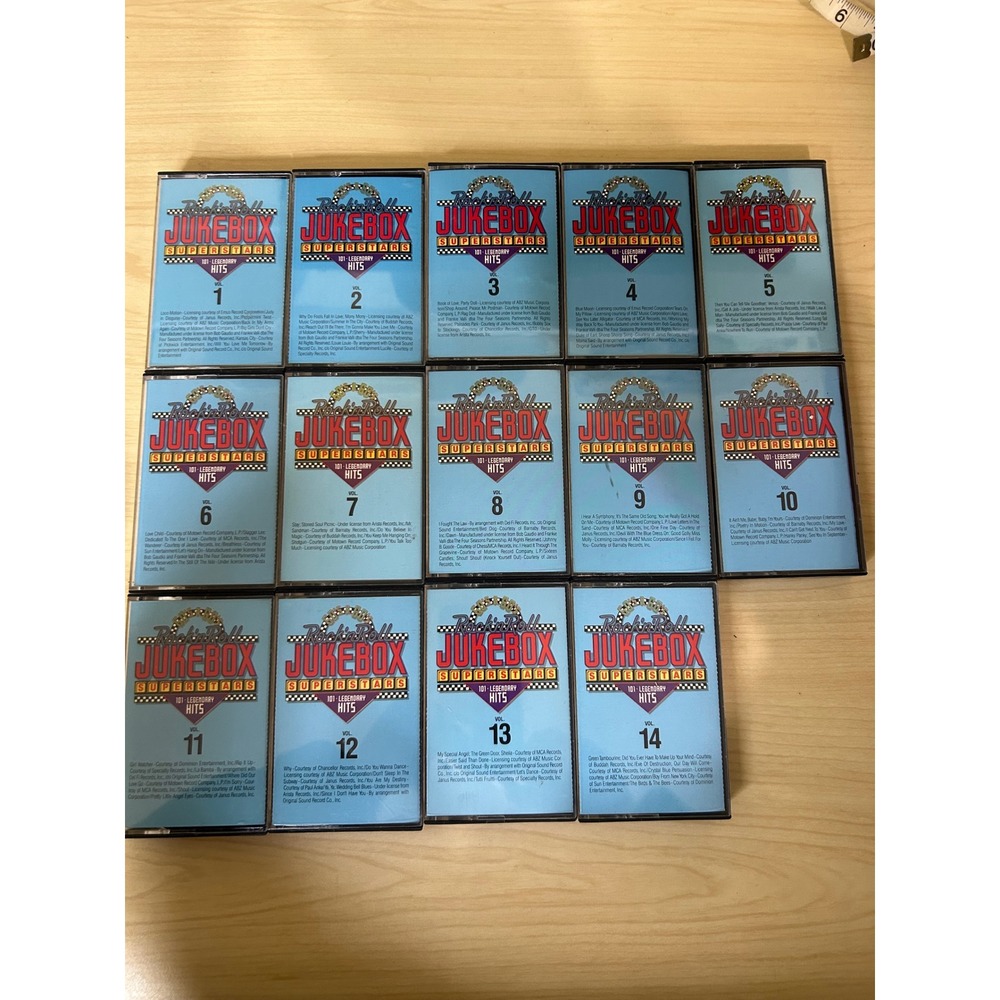Rock n Roll Jukebox Superstars 101 Legendary Hits Cassette Set Vol 1-14 1989